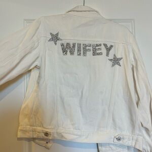Bridal Jean Jacket - Wifey on back in sparkles